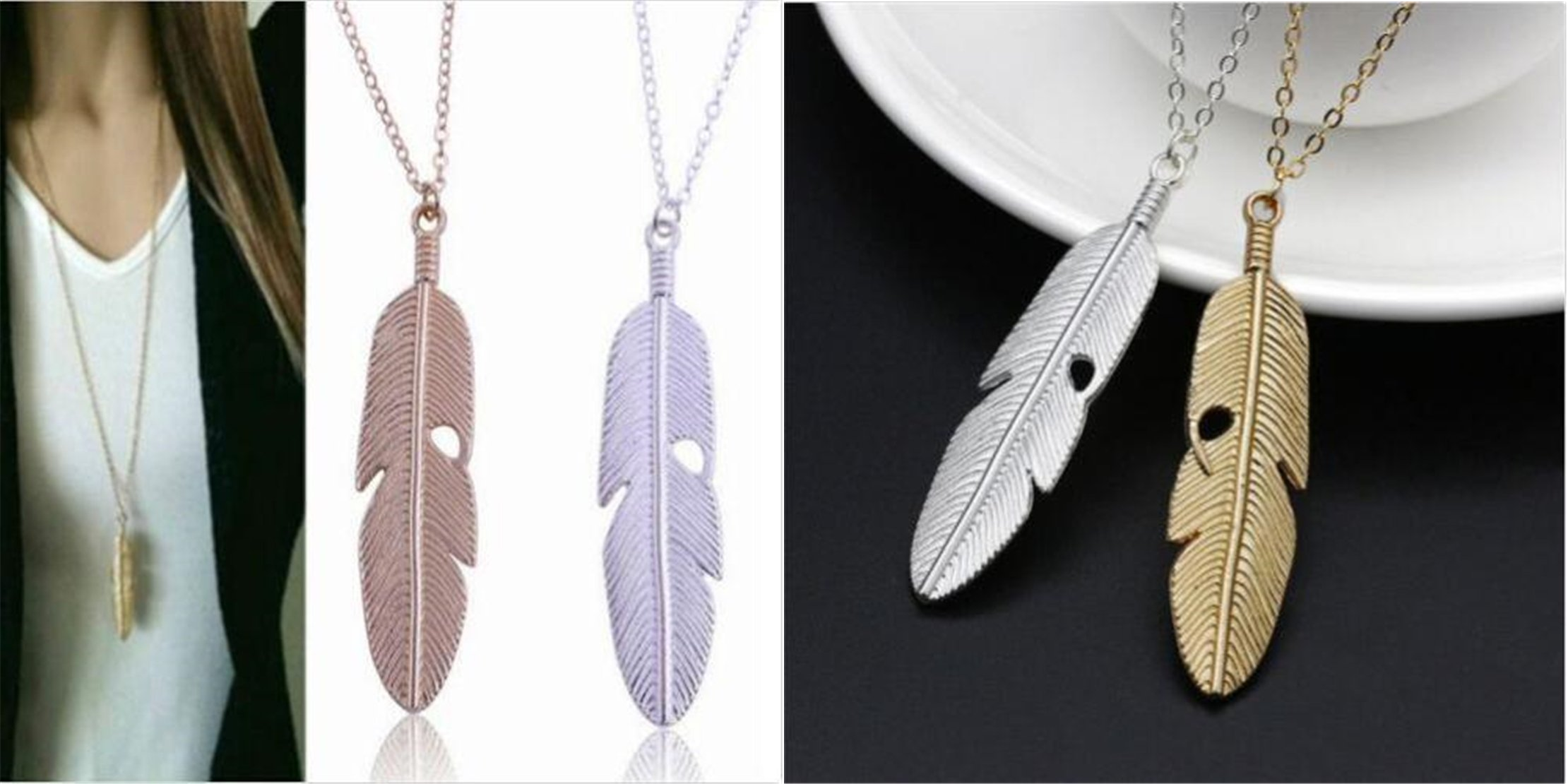 Chic Feather Pendant Necklace Only $1.83 Shipped!