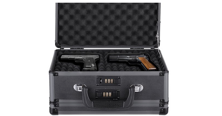 Double Sided Aluminum Hard Pistol Handgun Case With 2 Combination Locks – Just $22.99!