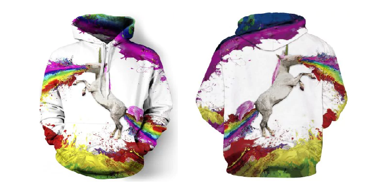 3D Unicorn Print Colorful Hoodie Only $12.36 Shipped!