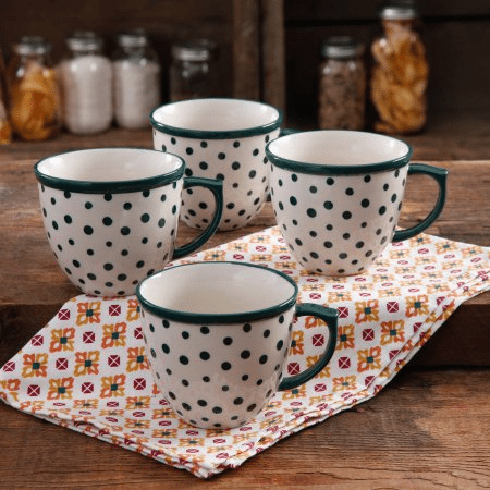 The Pioneer Woman Retro Dots 17-Ounce Mug Set 4 Pack Only $8.88!
