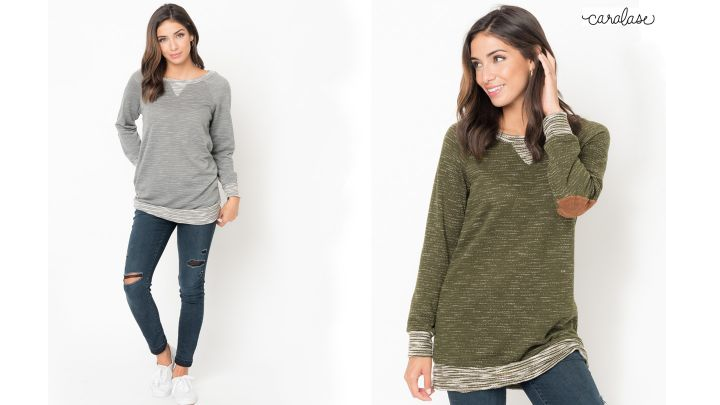 Heathered Elbow Patch Sweater Tunic Only $13.99!