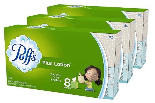 Puffs Plus Lotion Facial Tissues, 24 Cube Boxes – Only $22.20!