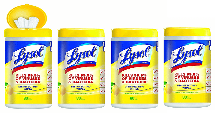 PRICE DROP!! Lysol Disinfecting Wipes, Lemon & Lime Blossom (Pack of 4) – Only $7.68!