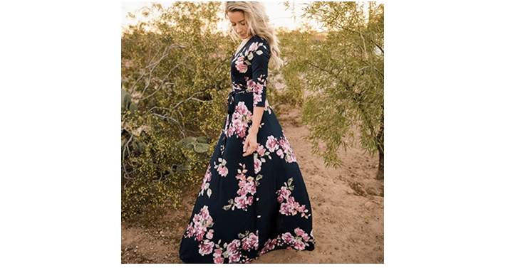 Luxury Maxi Wrap Dress from Jane in Floral and Solid – Just $34.99!