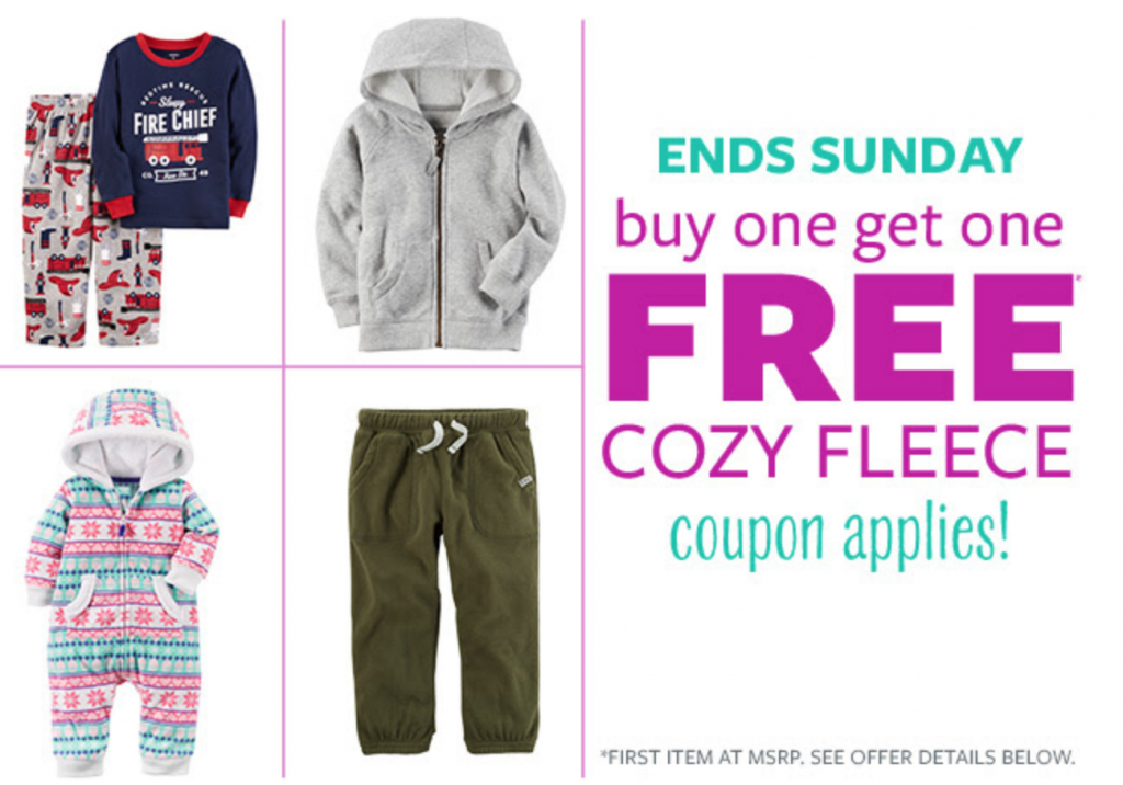 HOT! Carters: Buy One Get One FREE Fleece Stacks With Promo Code!