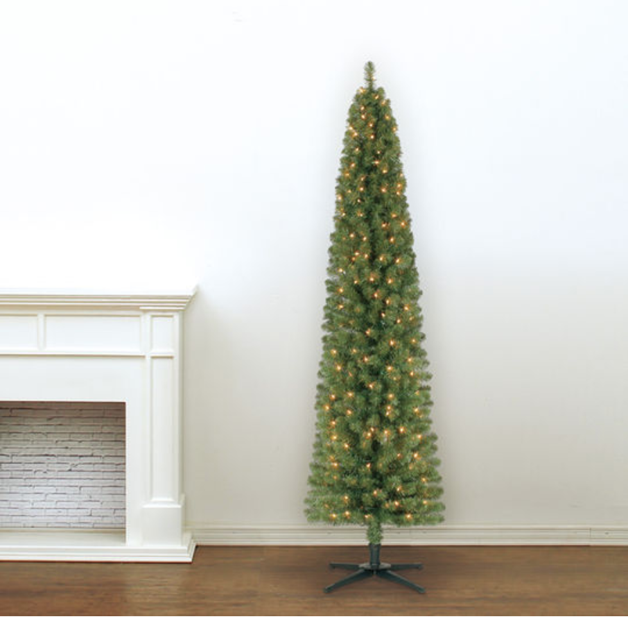 7 Ft. Pre-Lit Green Pencil Artificial Christmas Tree Just $39.99 Shipped!