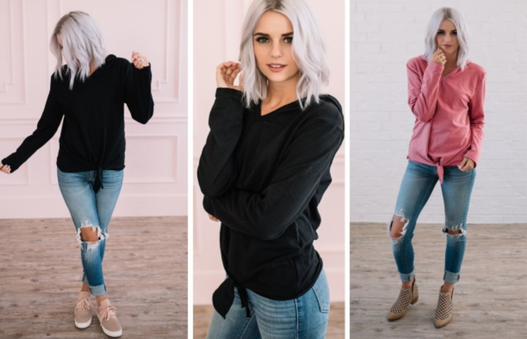 Hoodie Tie Sweatshirt – 4 Colors Just $19.99! (Reg. $39.99)