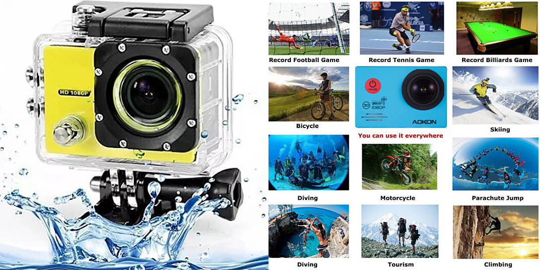 Multifunction All PRO HD 1080P Action Sports Camera with Waterproof Accessory Pack As Low As $26.90!