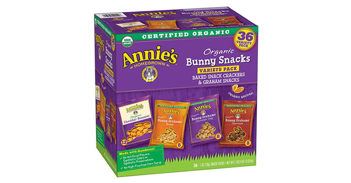 Annie’s Organic Variety Pack, Cheddar Bunnies and Bunny Graham Crackers Snack Packs, 36 Pouches – Just $8.81! Lunch box items!