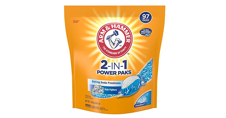 Arm & Hammer 2-IN-1 Laundry Detergent Power Paks, 97 Count – Just $8.39!