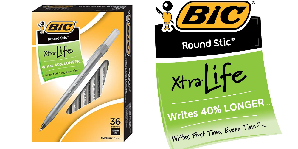BIC Round Stic Xtra Life Ball Point Pens, 36-ct—$3.31!!