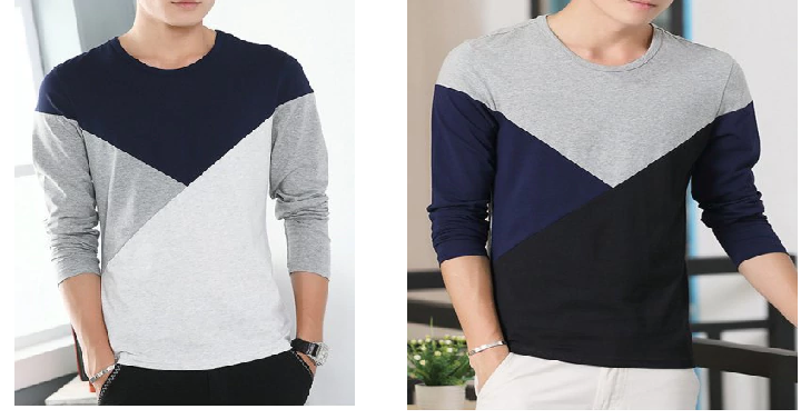 Men’s Round Neck Long Sleeve Color Block Tee Only $7.99 Shipped!