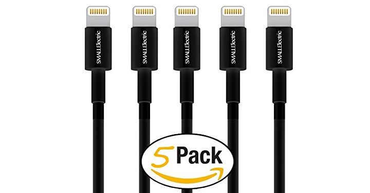 5 Pack 3FT iPhone Lightning to USB Charge and Sync Cables – Just $9.99!