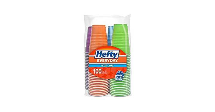 Hefty Plastic Party Cups – 100 Count Assorted Colors, 16 Ounce – Just $6.62!