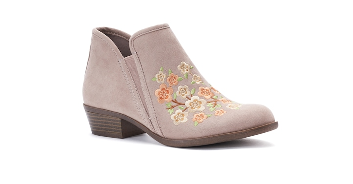 Kohl’s Friends & Family 20% Off! Earn Kohl’s Cash! Stack Codes! Spend Kohl’s Cash! SO Meme Women’s Floral Embroidery Ankle Boots – Just