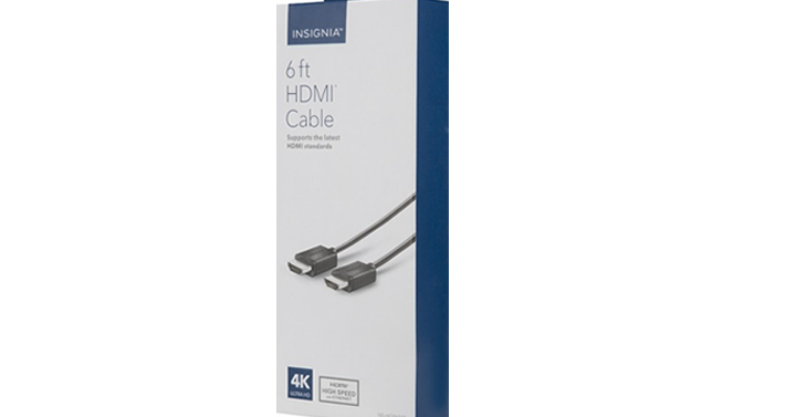 Insignia 6′ 4K Ultra HD HDMI Cable – Just $9.99!