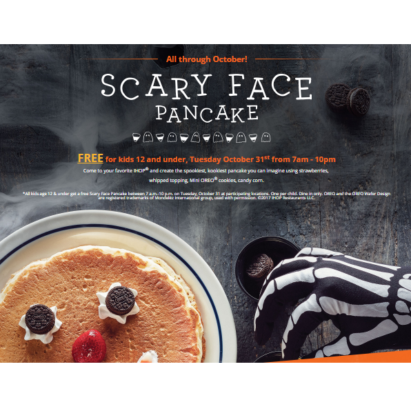 FREE Scary Face Pancakes At IHOP On Halloween!