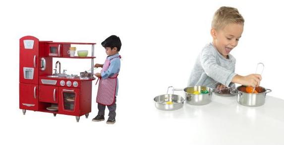 KidKraft Vintage Play Kitchen and Deluxe Cookware Set with Food – Only $83.64! Perfect for Christmas!