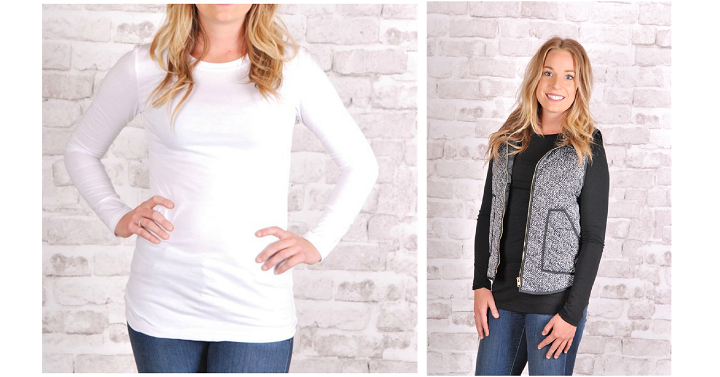 Jane: Extra Long Long Sleeve Crew Neck Shirt Only $11.99!