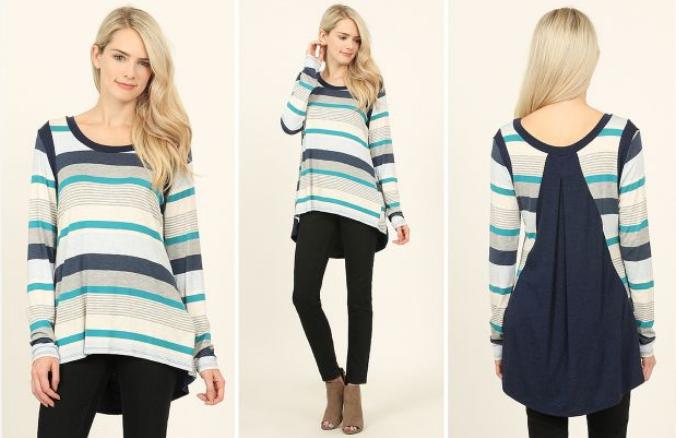 Long Sleeve Striped Tunic – Only $9.99!