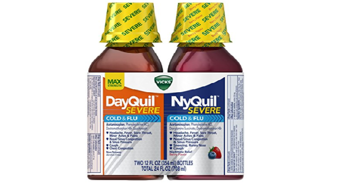 Vicks NyQuil and DayQuil SEVERE Cough Cold and Flu Relief Liquid (2 Pack) Only $10.97!