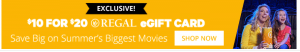 CHECK YOUR EMAILS!  $20 Regal Gift Card, Just $10!