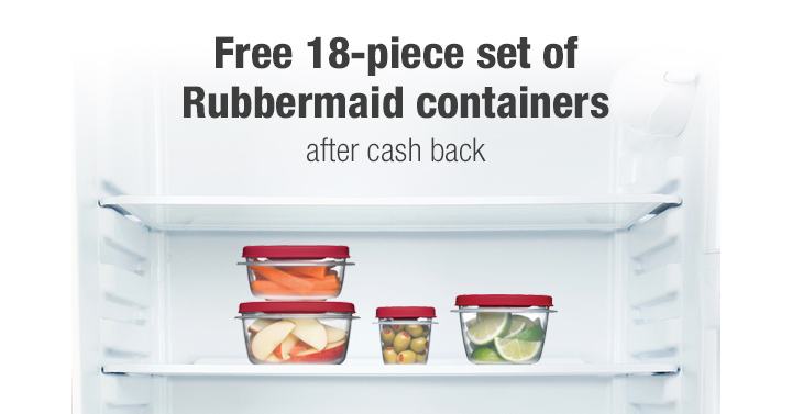 Hot Freebie! Get a FREE 18-piece Set of Rubbermaid Containers from TopCashBack!