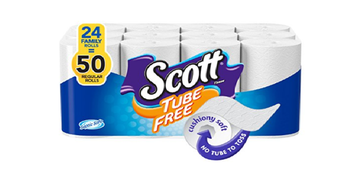 Scott Tissue Tube-Free Toilet Paper (50 Regular Size) Only $12.79 Shipped! That’s Only $0.25 per Roll- Stock Up!