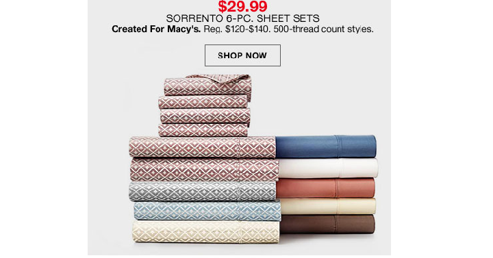 Macy’s: Sorrento 6-Pc Sheet Sets Only $29.99 Shipped! (Reg. $120)