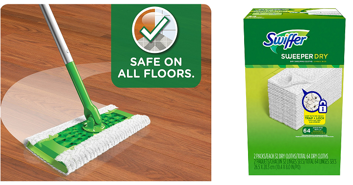 HOT! Swiffer Sweeper Dry Sweeping Pad Refills 64 Count Only $7.39 Shipped!