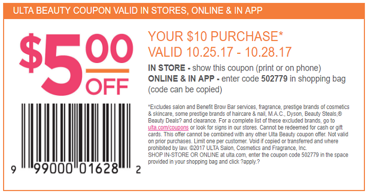 HOT! Save $5.00 Off a $10.00 Purchase at Ulta!