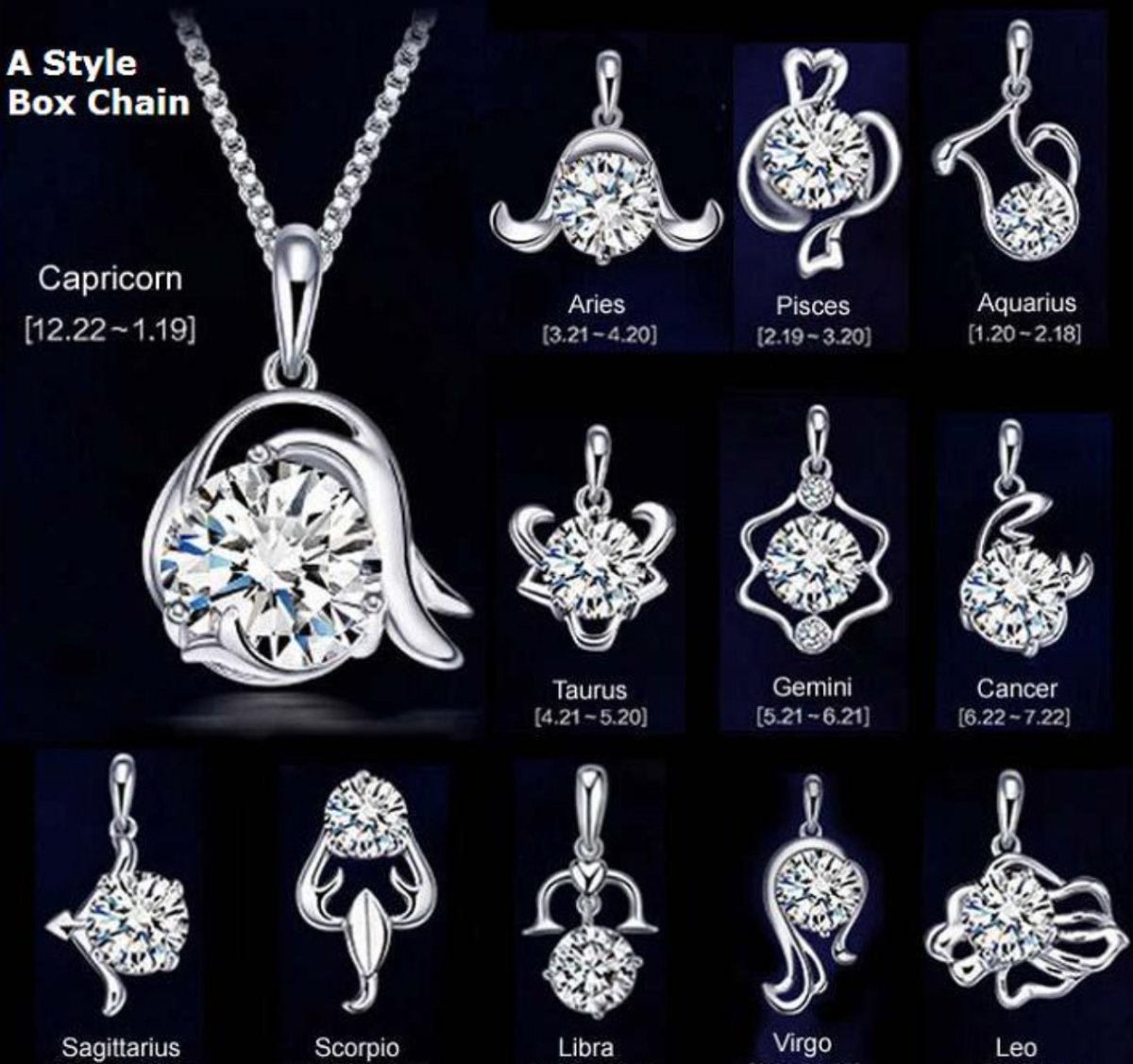 Zodiac Sign Crystal Pendant Necklaces Only $8.99!! Great Gifts!