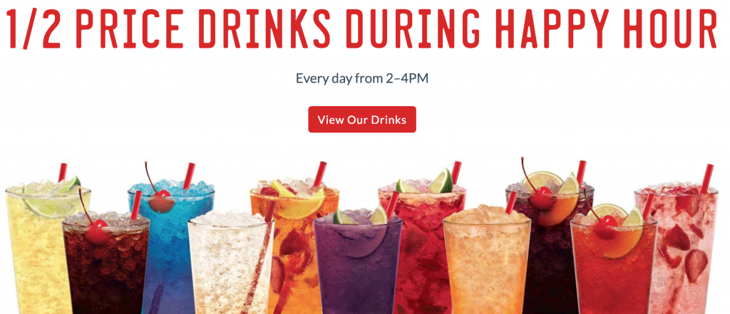 Half Price Drinks At Sonic Every Day During Happy Hour! (2-4pm)
