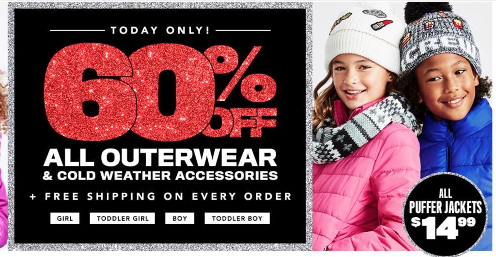 60% Off Outerwear & Cold Weather Accessories & FREE Shipping Today Only! Puffer Jackets Just $14.99! Lowest Price Yet!