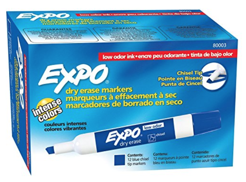EXPO Low-Odor Dry Erase Markers Blue 12-Count Just $5.15 As Add-On Item!