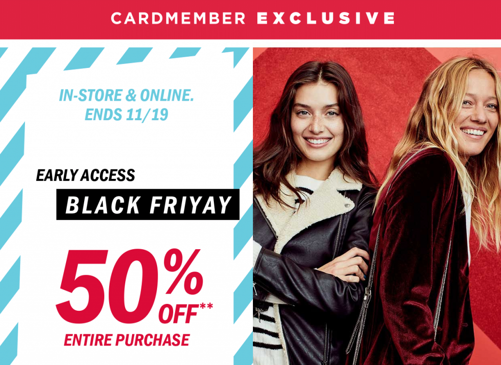 Old Navy Cardholders Early Access Black Friyay Sale! Get 50% Off Your Entire Purchase!