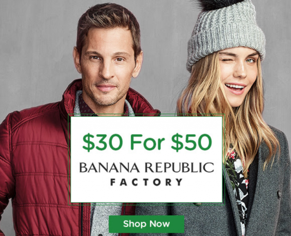 Living Social: $50 To Banana Republic Factory For Just $30!!