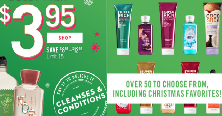 Bath & Body Works: ALL Shower Gel & Body Wash as low as $3.16 Each! (Reg. $18.50) Today only!