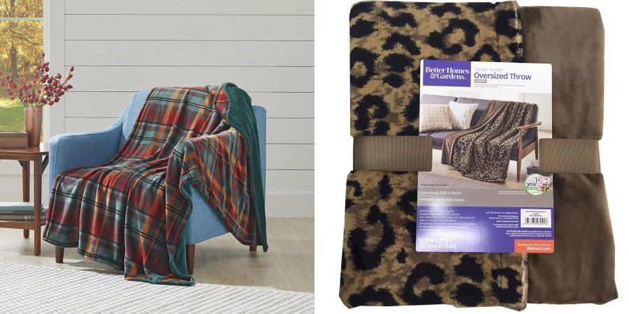 Better Homes and Gardens Oversize Reversible Velvet Plush Throw Blanket—$8.88!