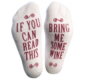 “Bring Me Some Wine” Novelty Socks $12.95