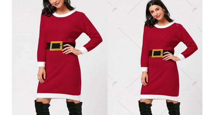 Santa Print Christmas Knit Dress Only $12.50 Shipped!