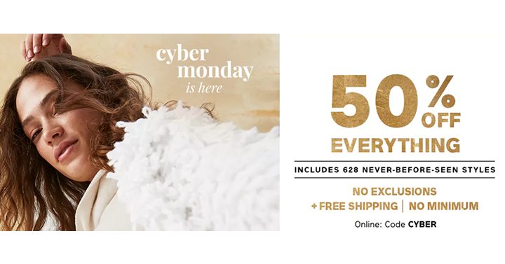 Don’t miss it! 50% off EVERYTHING at the Gap Cyber Monday Sale! Plus 10% off! FREE Shipping!