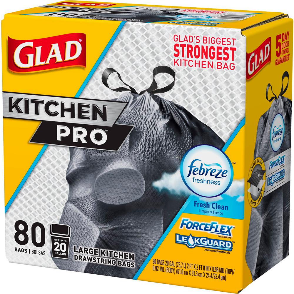 Home Depot: 20 Gal ForceFlex Kitchen Pro Drawstring Fresh Clean Odor Shield Trash Bags Only $7.34!