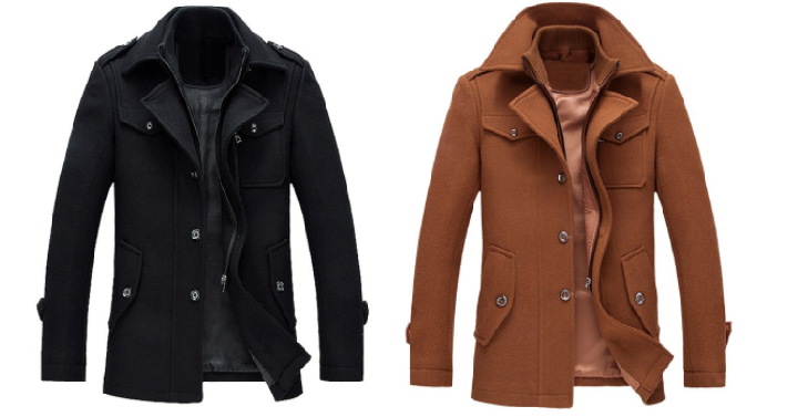 Epaulet Design Wool Blend Faux Twinset Jackets Only $46.50 Shipped!