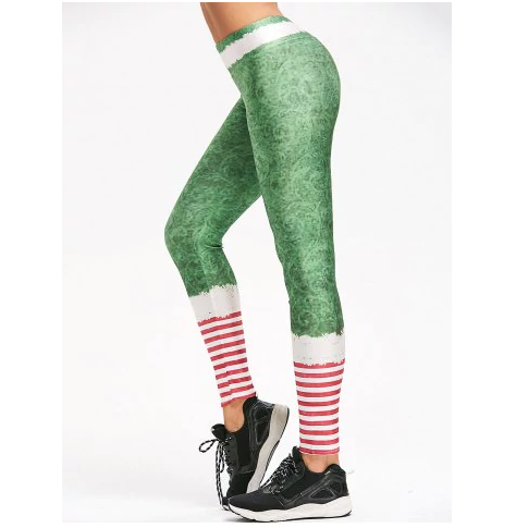Striped Belt Print Christmas Leggings Only $6.00 Shipped!