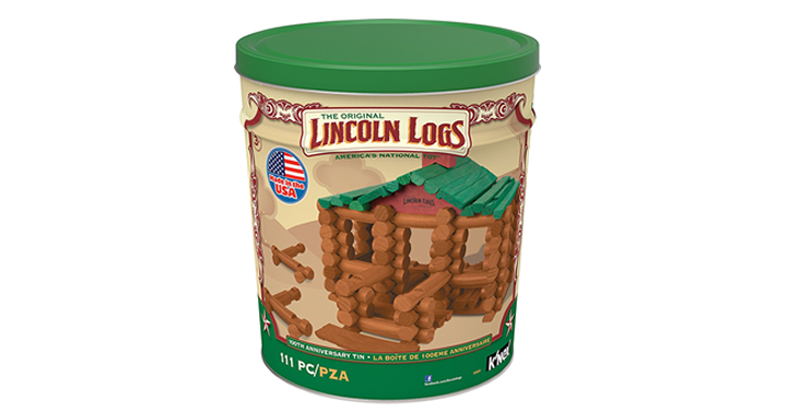 LINCOLN LOGS 100th Anniversary Tin 111 All-Wood Pieces – Just $29.99!