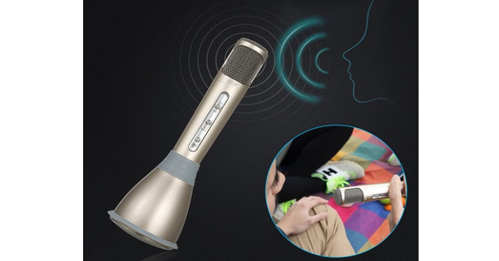 Wireless Condenser Microphone Karaoke Player Gloden Now $9.99 Shipped!