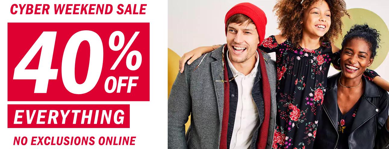 Cyber Weekend Sale at Old Navy! Take an Extra 40% off EVERYTHING!
