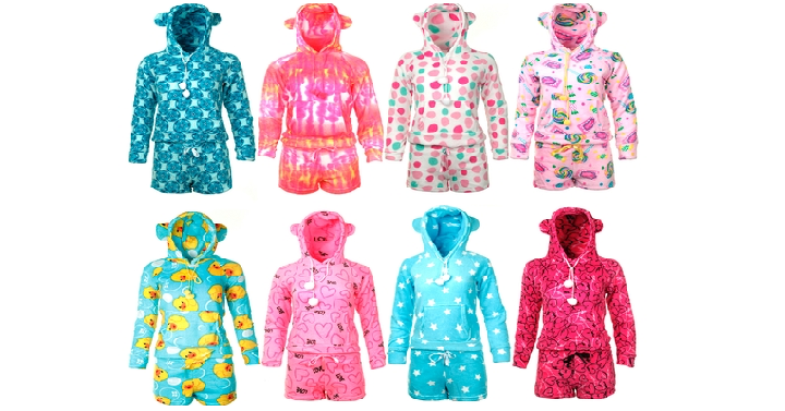 Ladies Fleece Hoodie & Shorts Pajama Set Only $15.99 Shipped!