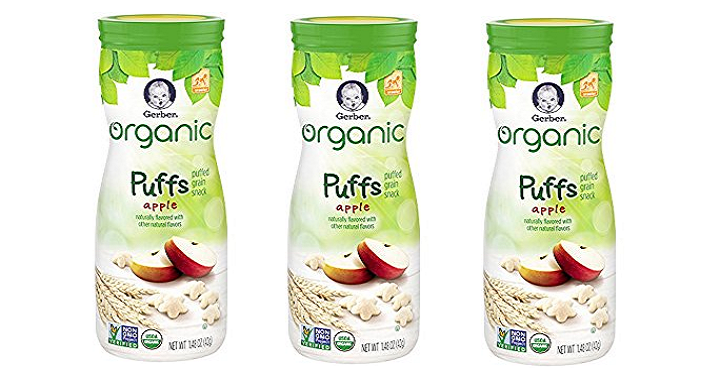 Gerber Organic Puffs Cereal Snack (Apple) 6 Count Only $12.78 Shipped!